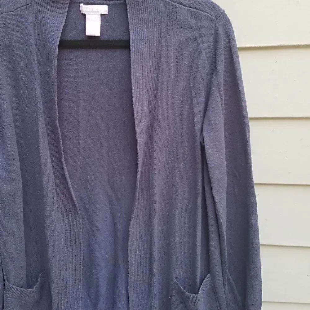 Laura Scott Navy Open Front Cardigan size Large - Picture 5 of 7